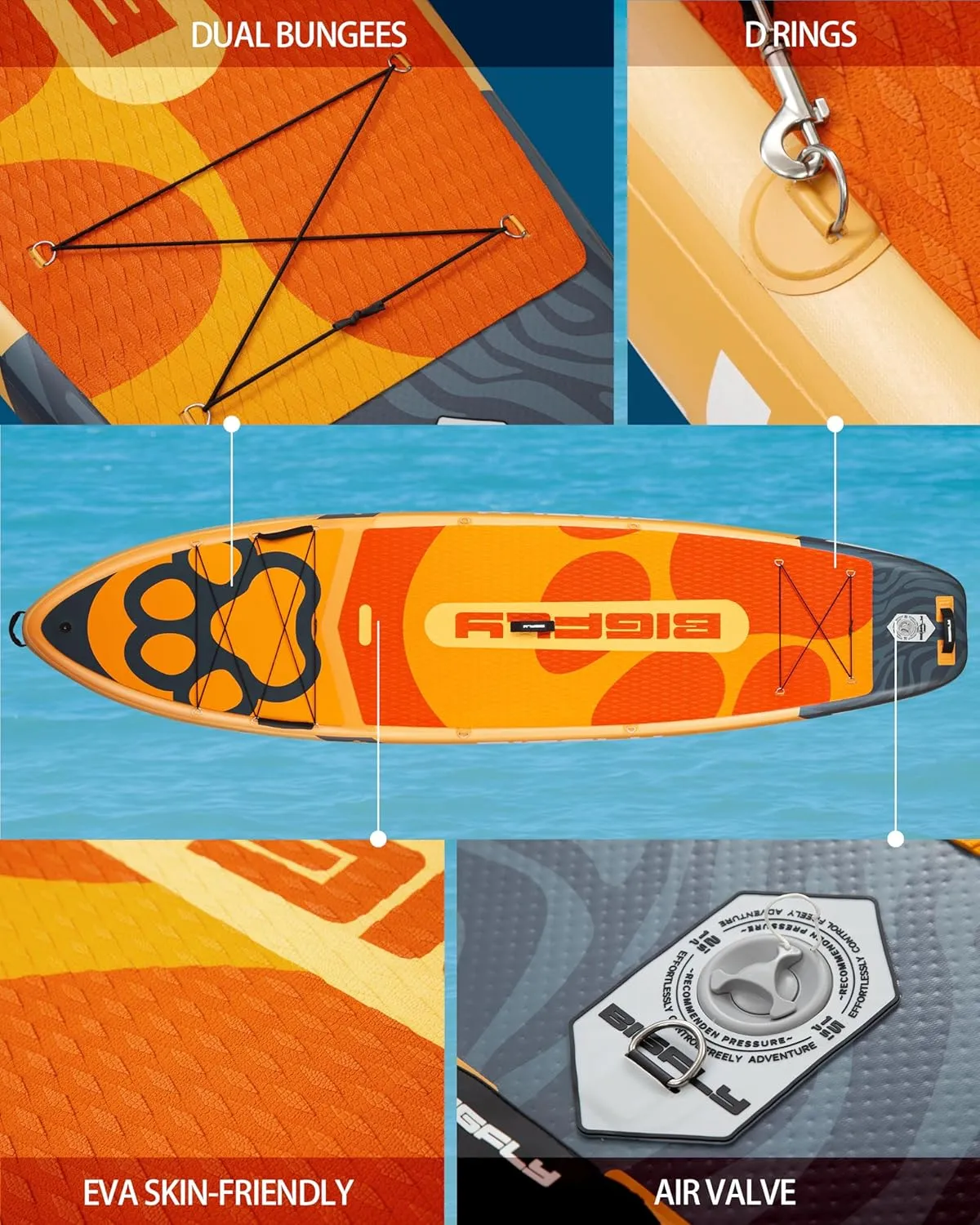 11'635" Super Wide Inflatable Stand Up Paddle Board, Ultra Stable Wide SUP for 2 1 People/Family/Big Size, 100L Backpack, All-Round Sup Board, US Big Fin