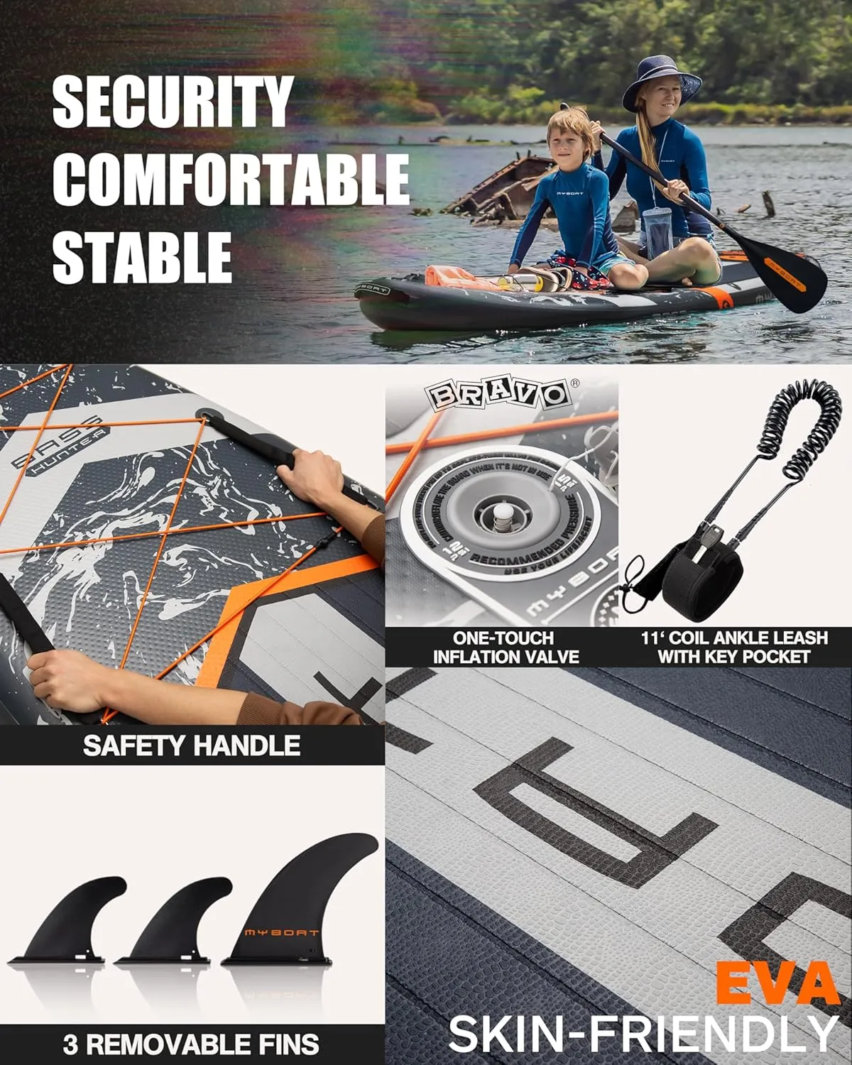 11'6"34"6" Extra Wide Inflatable Paddle Board, Stand Up Paddle Board for Fishing, Sup Board with 3 Removable Fins, Dual Bungees, Camera Mount, Hand Pump, Strong Paddle, 5L Dry Bag, Leash