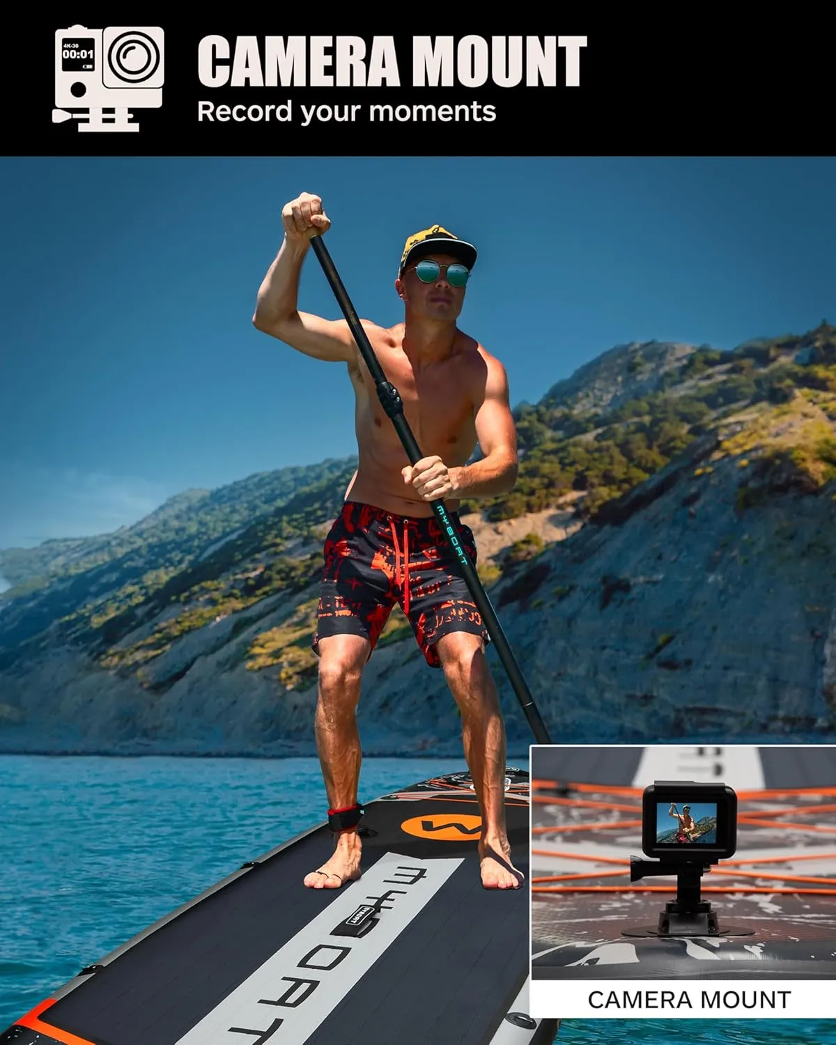 11'6"34"6" Extra Wide Inflatable Paddle Board, Stand Up Paddle Board for Fishing, Sup Board with 3 Removable Fins, Dual Bungees, Camera Mount, Hand Pump, Strong Paddle, 5L Dry Bag, Leash