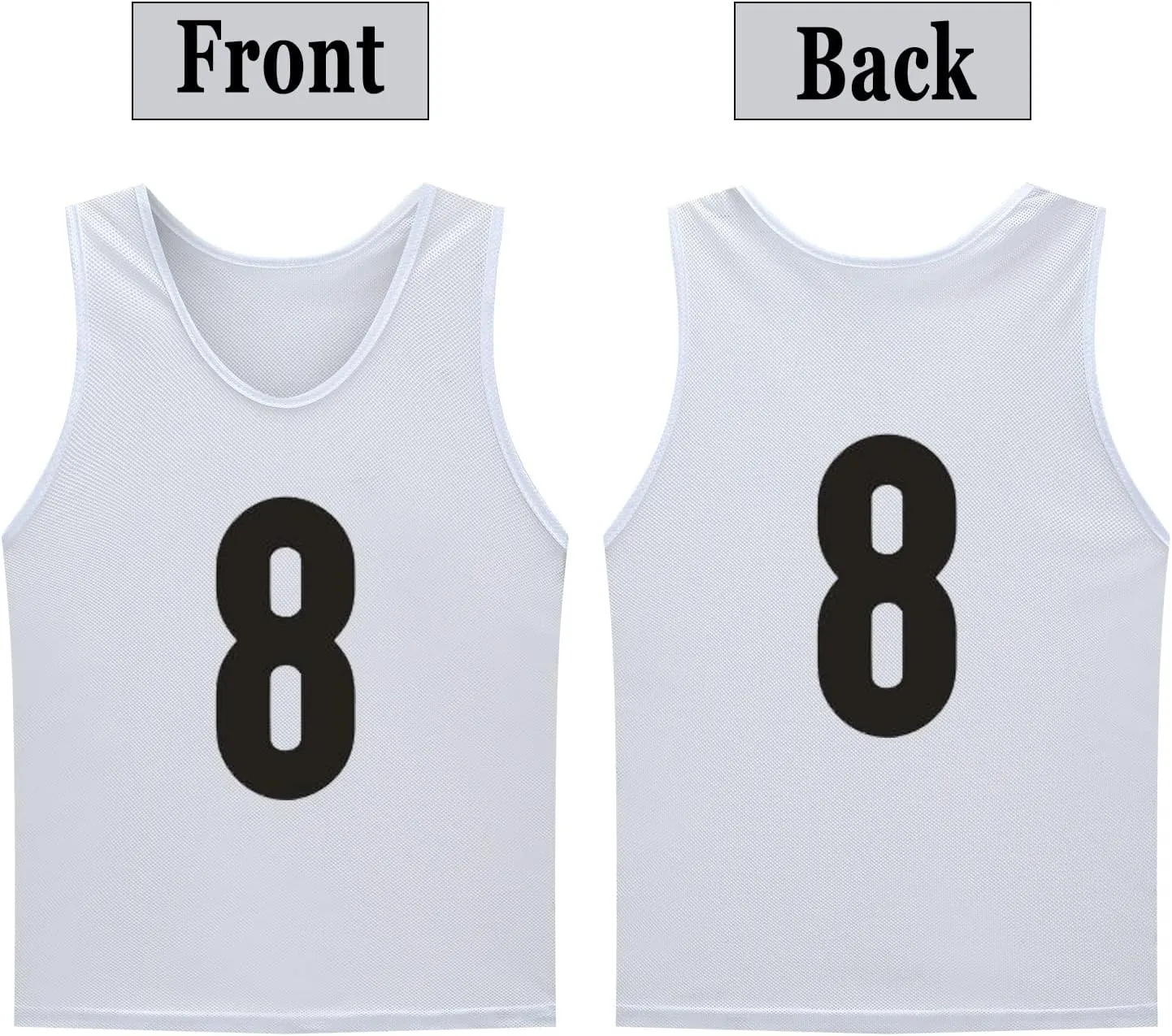 12 Pack(1-12) Numbered Jerseys/Soccer Bibs/Scrimmage Pinnies/Team Training Vest for Adult Youth Kids.