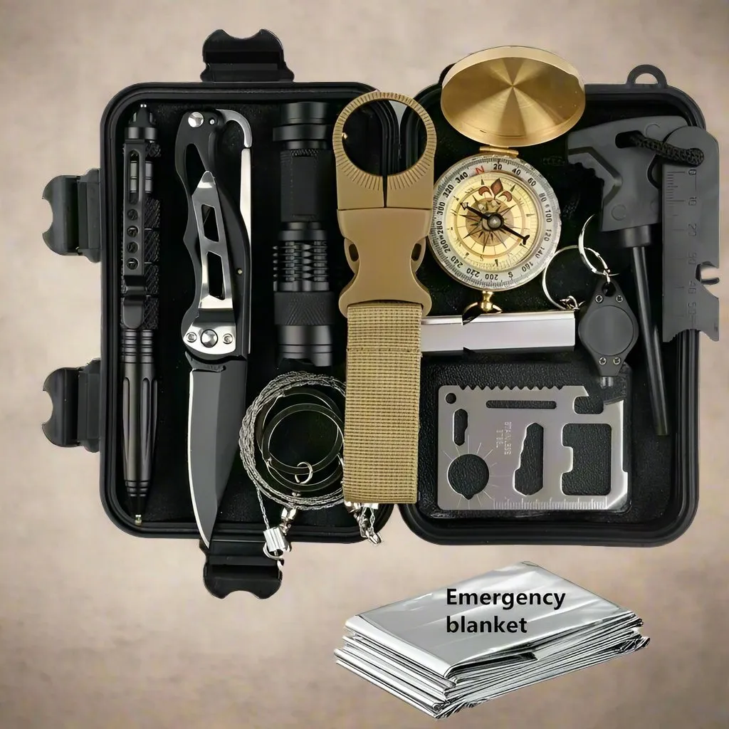 14 in 1 Outdoor Emergency Survival And Safety Gear Kit
