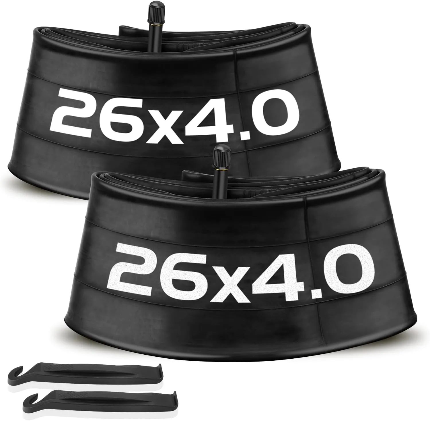 2 Pack 26x4 Fat Tire Bike Tube with 32 mm Schrader Valve, Premium Butyl Rubber 26x4 Tube with 2 Tire Levers Compatible with 26x3.5 26 x 4.0, 26x4 Bike Tube for Mountain/E Bike