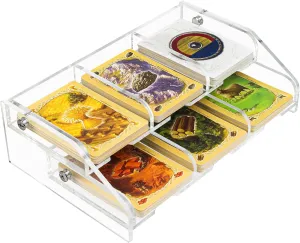 2 Shelf Acrylic Card Tray Organizer, Resource Card Holder Compatible with Catan Settlers Board Game