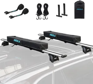 31''Soft Roof Rack Pads for Various Crossbars with Two 15' Premium Scratch Resistant Silicone Buckle, PP Rope,Quick Loop and Storage Bag, for SUPs, Surfboards, Kayaks, Canoes Includes Storage Bag