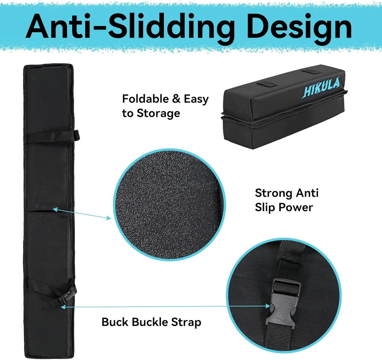31''Soft Roof Rack Pads for Various Crossbars with Two 15' Premium Scratch Resistant Silicone Buckle, PP Rope,Quick Loop and Storage Bag, for SUPs, Surfboards, Kayaks, Canoes Includes Storage Bag