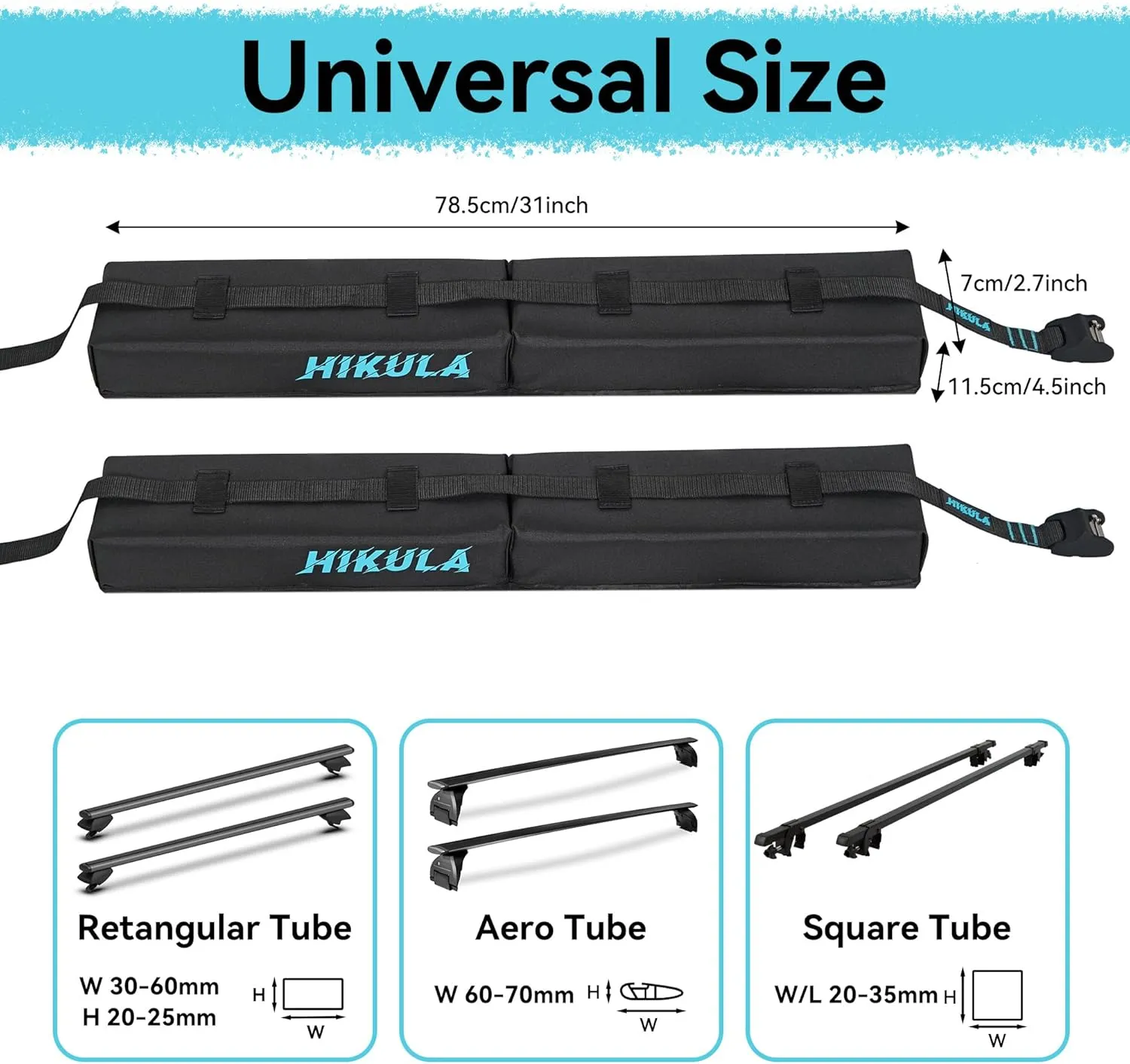 31''Soft Roof Rack Pads for Various Crossbars with Two 15' Premium Scratch Resistant Silicone Buckle, PP Rope,Quick Loop and Storage Bag, for SUPs, Surfboards, Kayaks, Canoes Includes Storage Bag