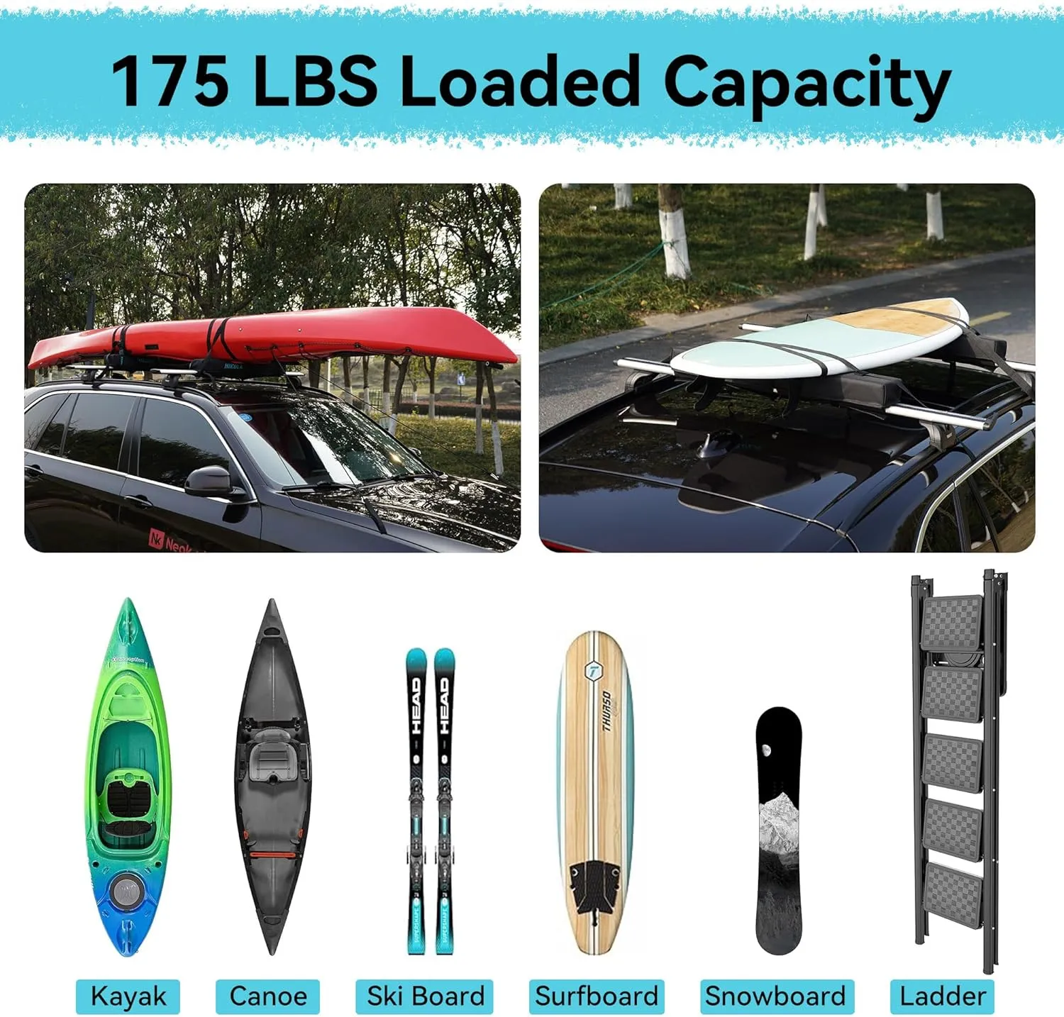 31''Soft Roof Rack Pads for Various Crossbars with Two 15' Premium Scratch Resistant Silicone Buckle, PP Rope,Quick Loop and Storage Bag, for SUPs, Surfboards, Kayaks, Canoes Includes Storage Bag