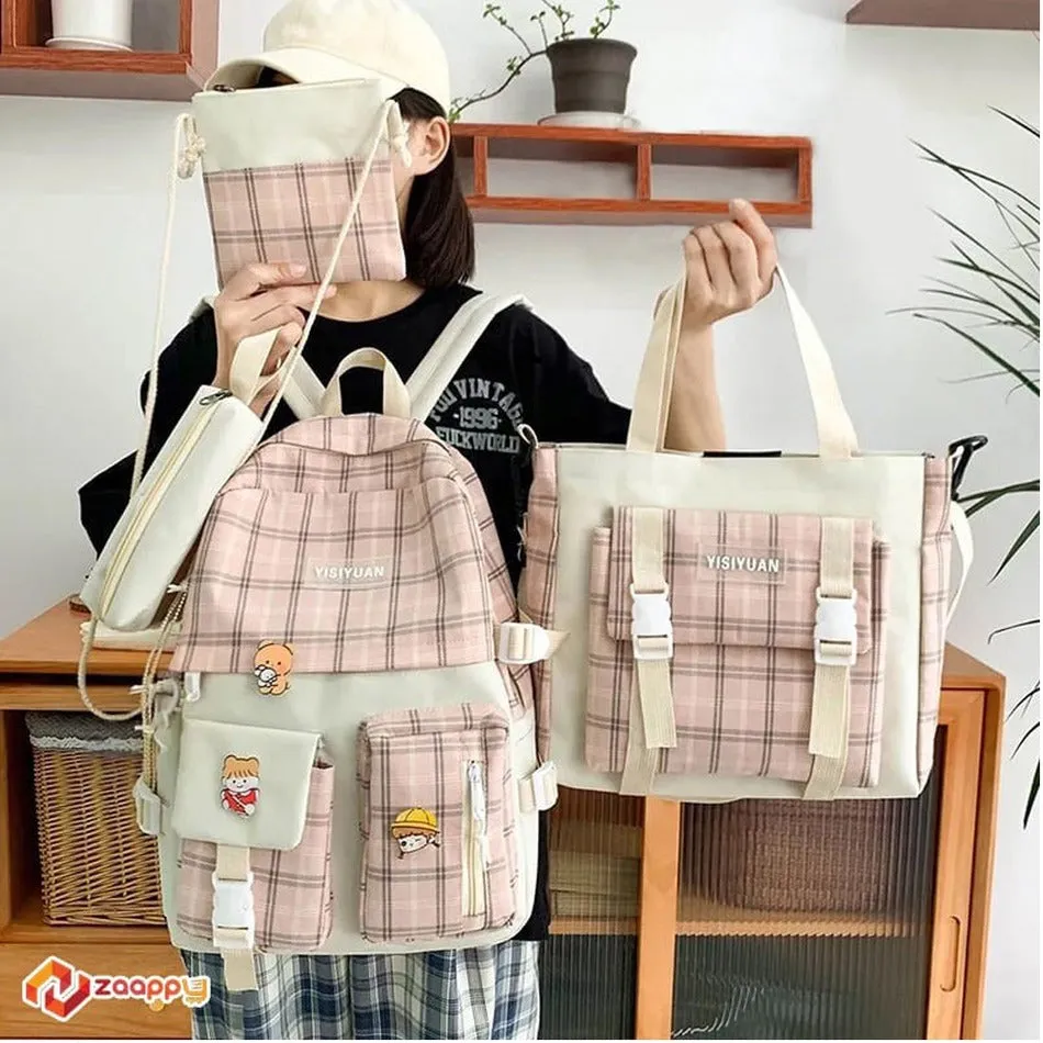 4 Piece Backpack Combo Set | Check Type Fashion Kids Bags