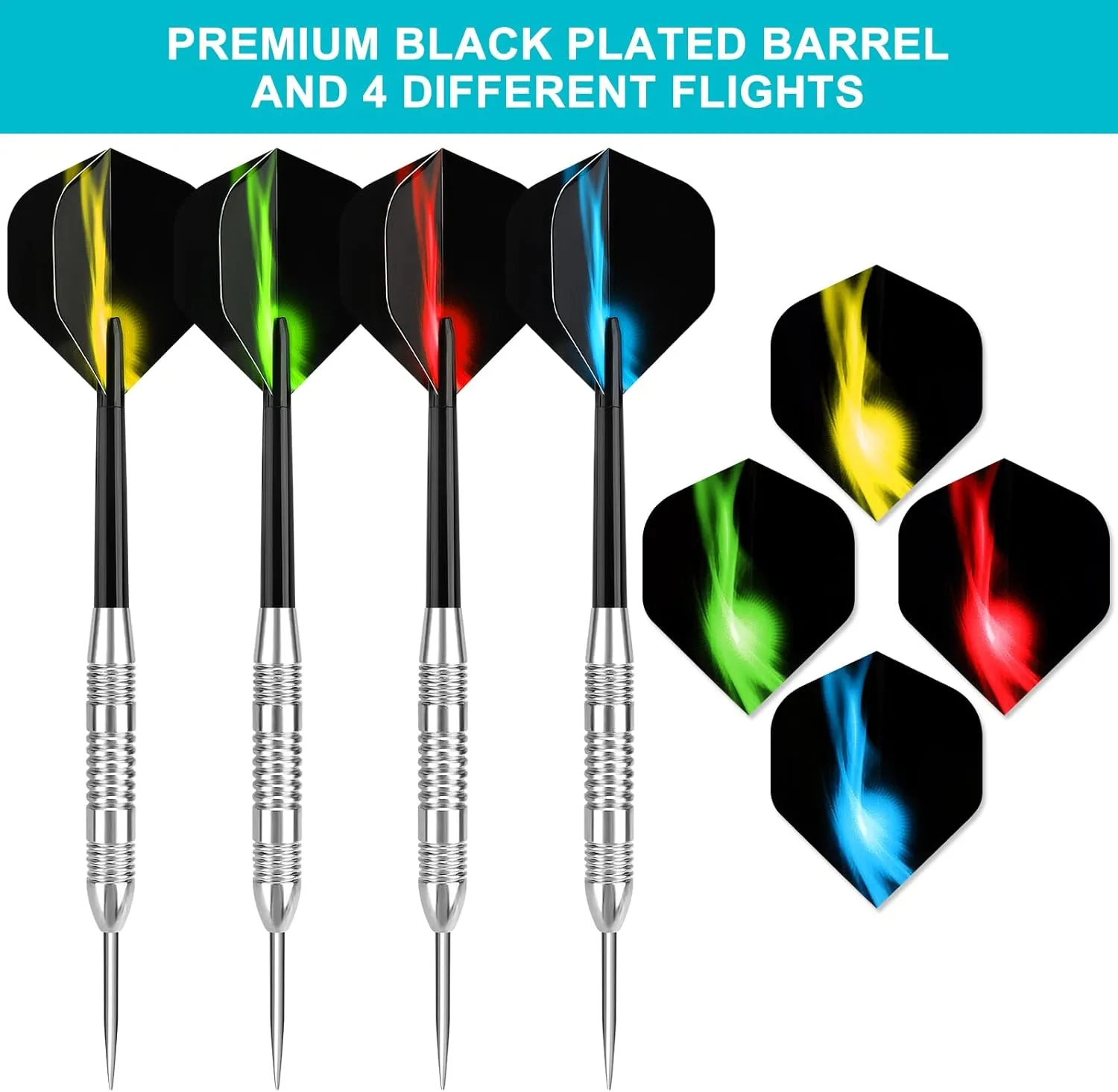 Accmor Steel Tip Darts,12 Pcs Metal Darts Set, 24G Professional Metal Tip Darts, Darts for Dartboard, Dart Flights for Adults