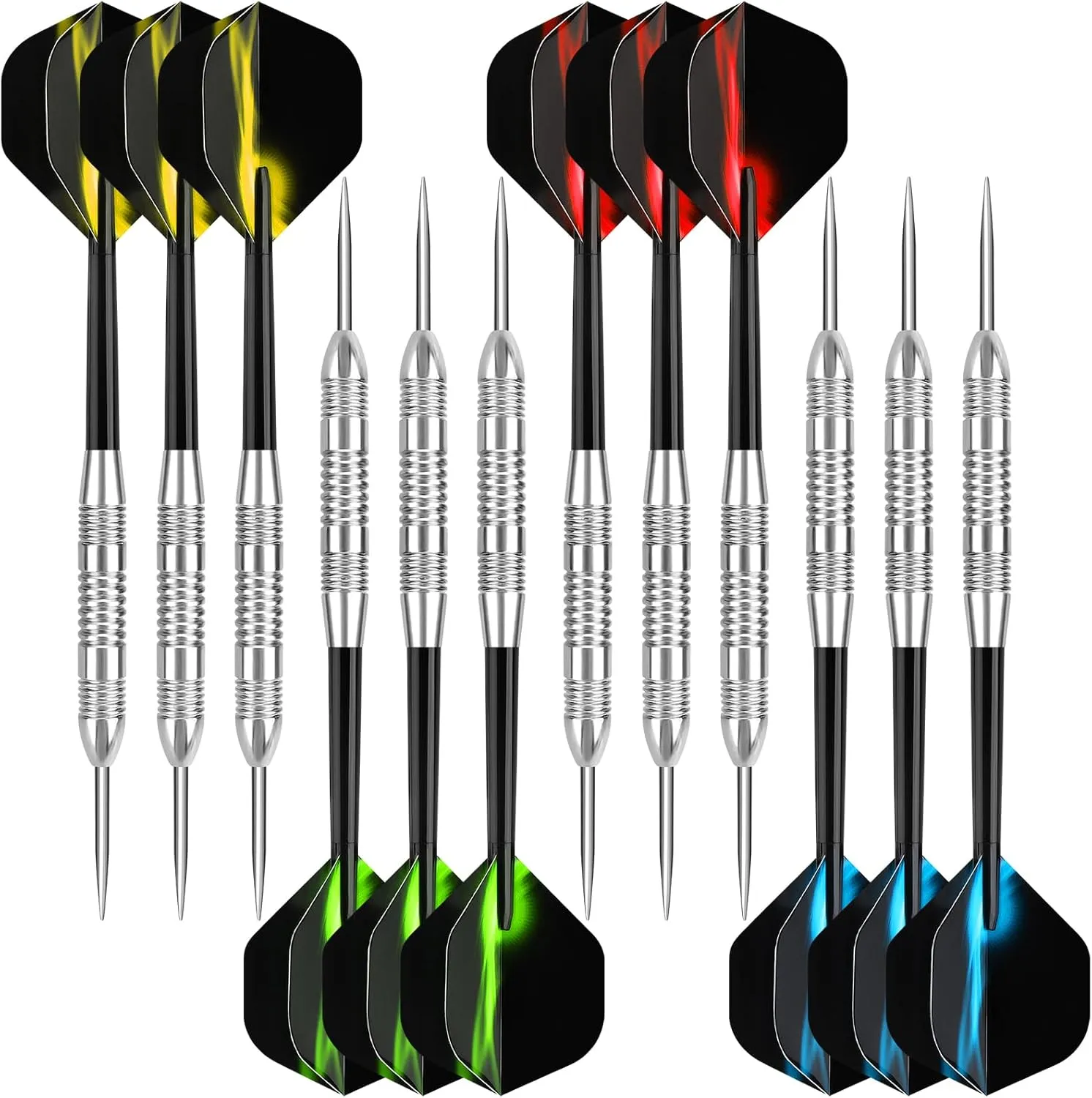 Accmor Steel Tip Darts,12 Pcs Metal Darts Set, 24G Professional Metal Tip Darts, Darts for Dartboard, Dart Flights for Adults
