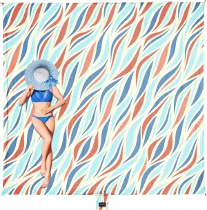 AlphaBeing Large Beach Blanket Waterproof Sandproof, Oversized Sand Free Beach Mat for 1-5 People, Lightweight & Quick Drying Picnic Blanket with 6 Stakes