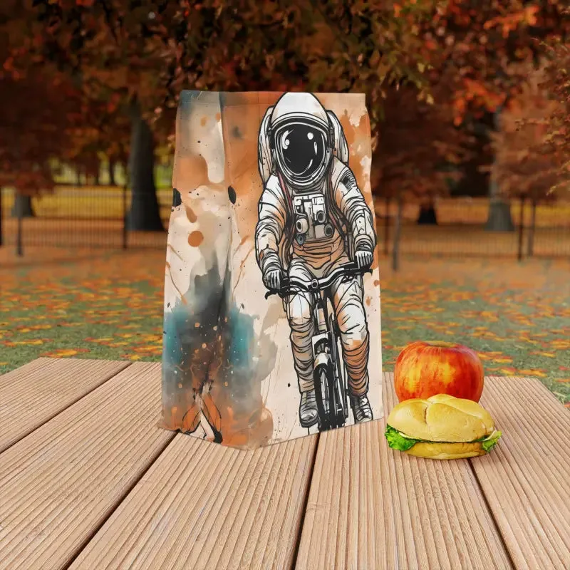 Astronaut on Bicycle Polyester Lunch Bag for Trendsetters