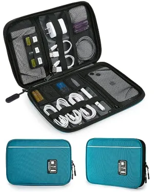 BAGSMART Electronics Organizer Travel Case, Small Travel Cable Organizer Bag for Travel Essentials, Travel Tech Organizer as Travel Accessories, Cord Organizer for Phone, Power Bank SD Card, Blue