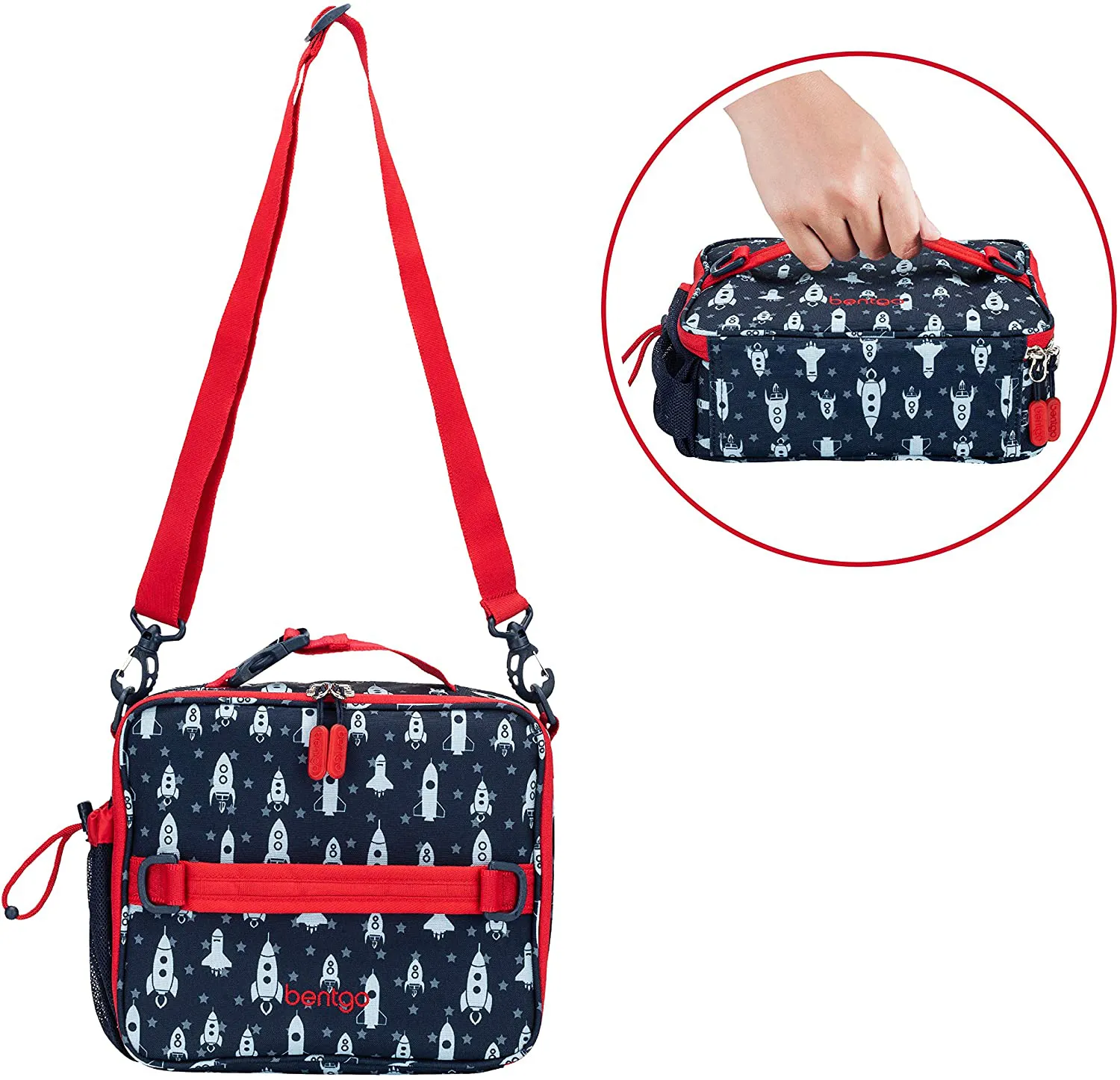 Bentgo Kids Prints Lunch Bag - Double Insulated, Durable, Water-Resistant Fabric with Interior and Exterior Zippered Pockets and External Bottle Holder- Ideal for Children of All Ages (Mermaid)