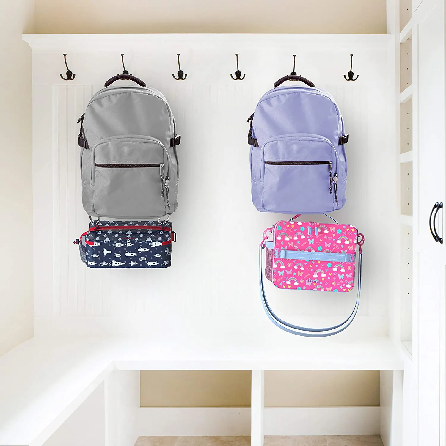 Bentgo Kids Prints Lunch Bag - Double Insulated, Durable, Water-Resistant Fabric with Interior and Exterior Zippered Pockets and External Bottle Holder- Ideal for Children of All Ages (Tropical)