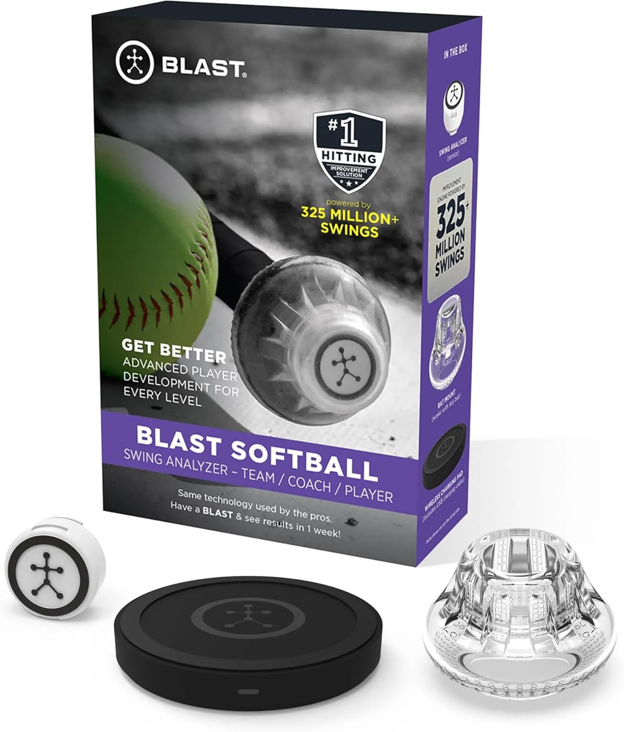 Blast Softball Swing Analyzer - Improve Your Swing at Every Level - Real-time Feedback, Swing Metrics, Video Capture Highlights, Track Performance (GEN3 Sensor)