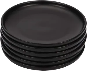 BonNoces 6 Inches Small Appetizer Plates Matte Porcelain, Elegant Mini Size Round Serving Plates for Dessert, Salad, Snacks, Set of 6 (Black)