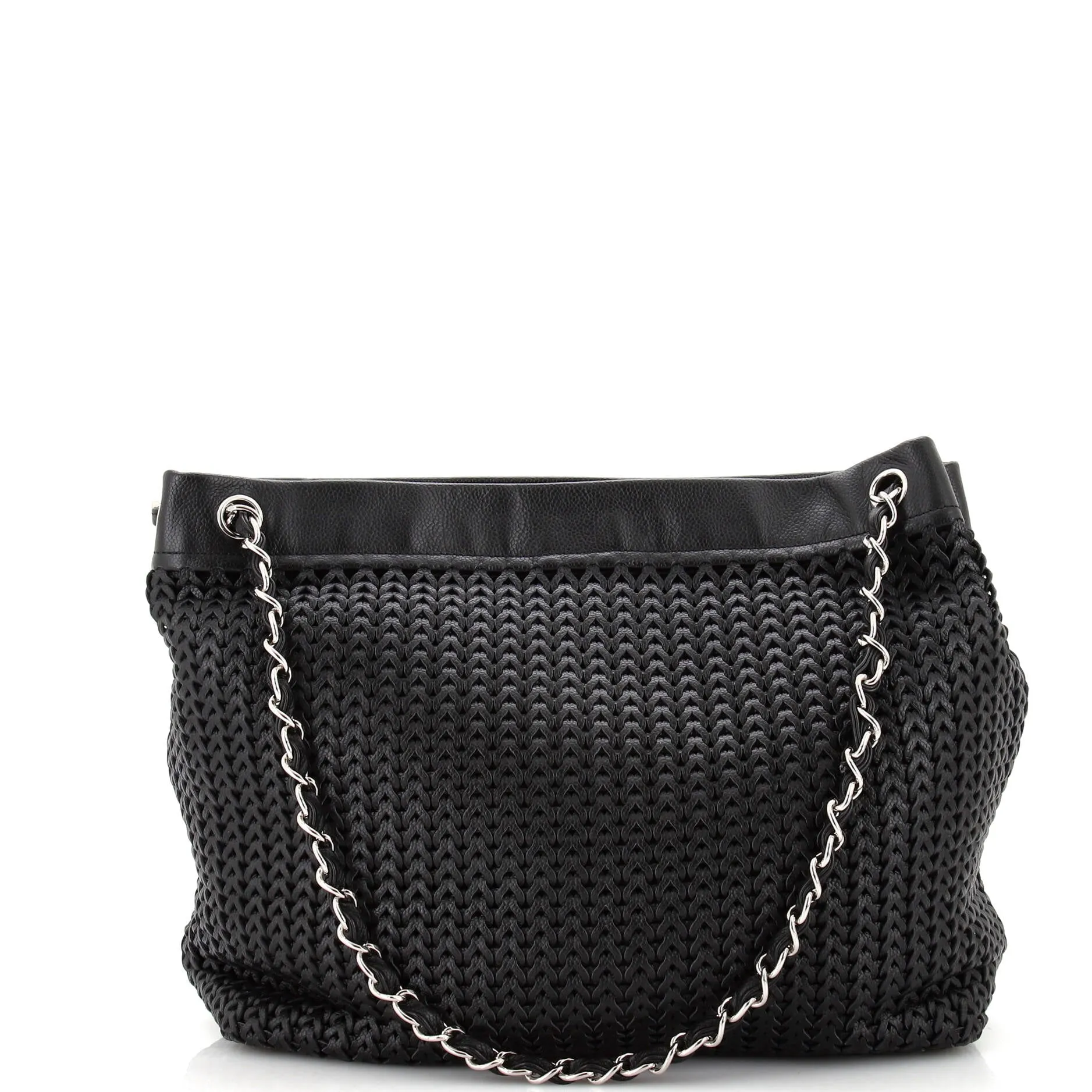 Chanel Cc Charm Tote Woven Caviar Large