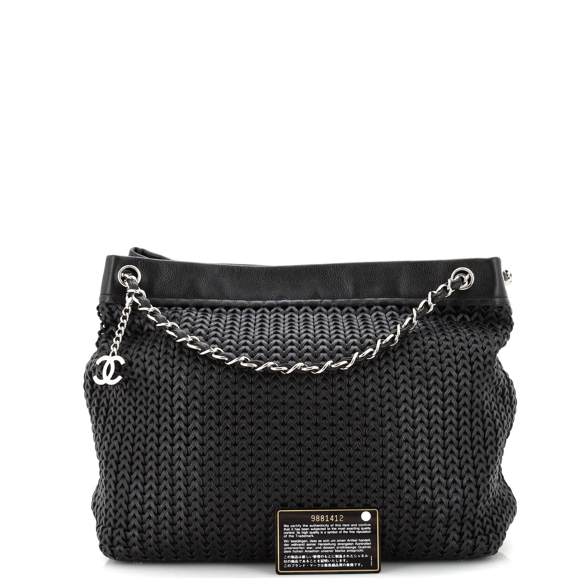 Chanel Cc Charm Tote Woven Caviar Large