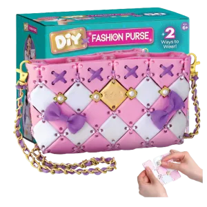 Craft Fashion Purse 142pc Charms Pink Purple Bag Girls Kids Crafts