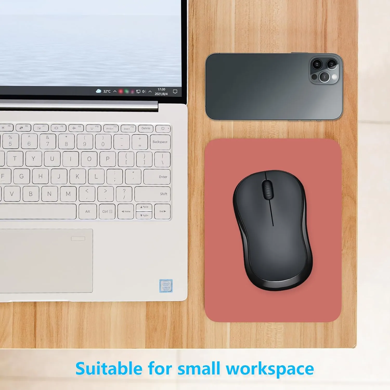 Dapesuom Small Mouse Pad, 6 x 8 Inch Thick Rubber Premium-Textured Non-Slip Portable & Washable Mini Mouse Mat for Women Men Wireless Laptops Keyboard Tray Gaming Computer Office Travel, Indian Red