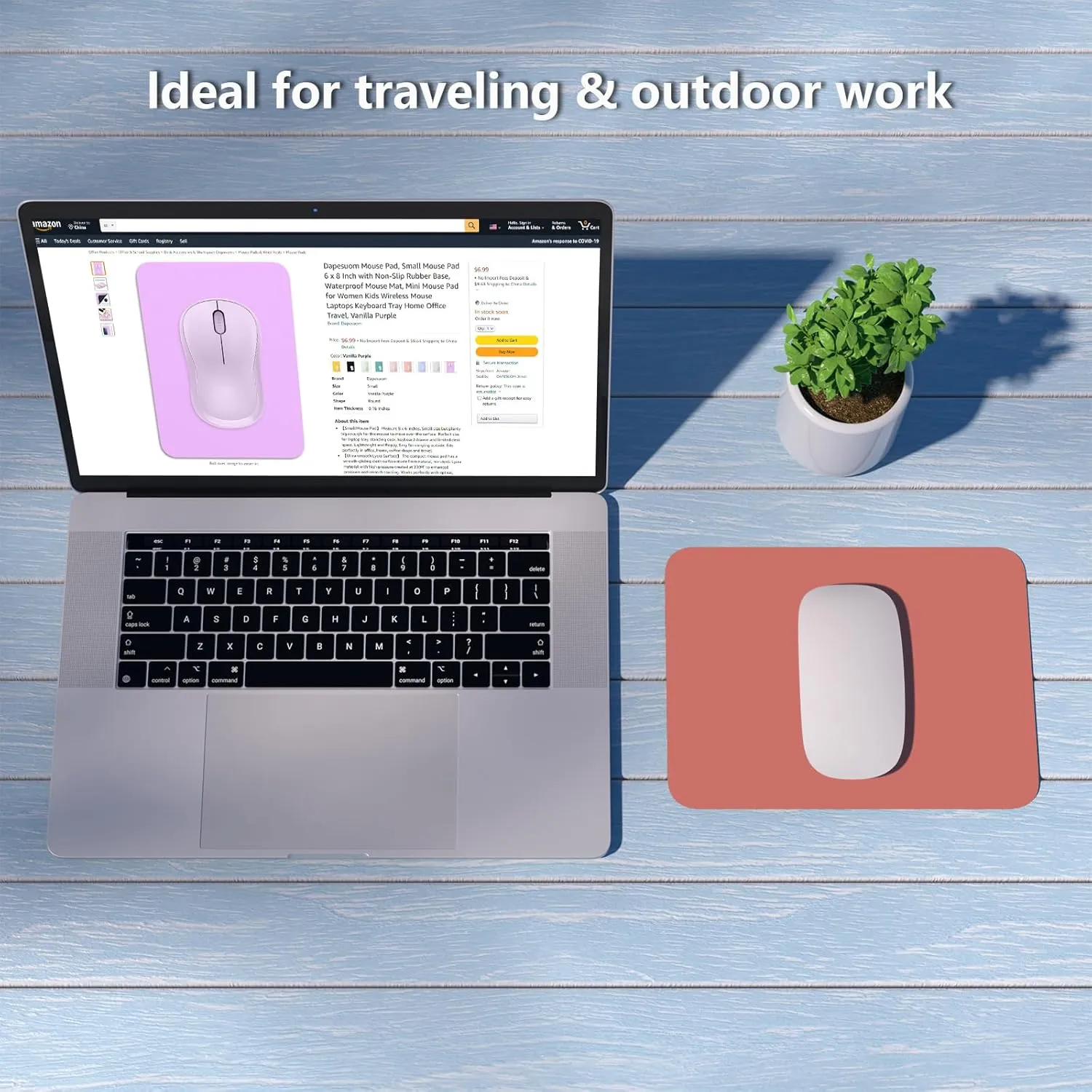 Dapesuom Small Mouse Pad, 6 x 8 Inch Thick Rubber Premium-Textured Non-Slip Portable & Washable Mini Mouse Mat for Women Men Wireless Laptops Keyboard Tray Gaming Computer Office Travel, Indian Red