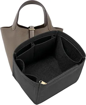 Felt Purse Organizer Inserts for Picotin 18 Inserts HandBag (Black, PC18)