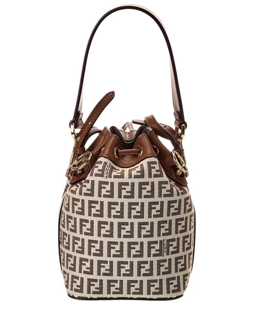 FENDI Mon Tresor Mini FF Jacquard & Leather Bucket Bag