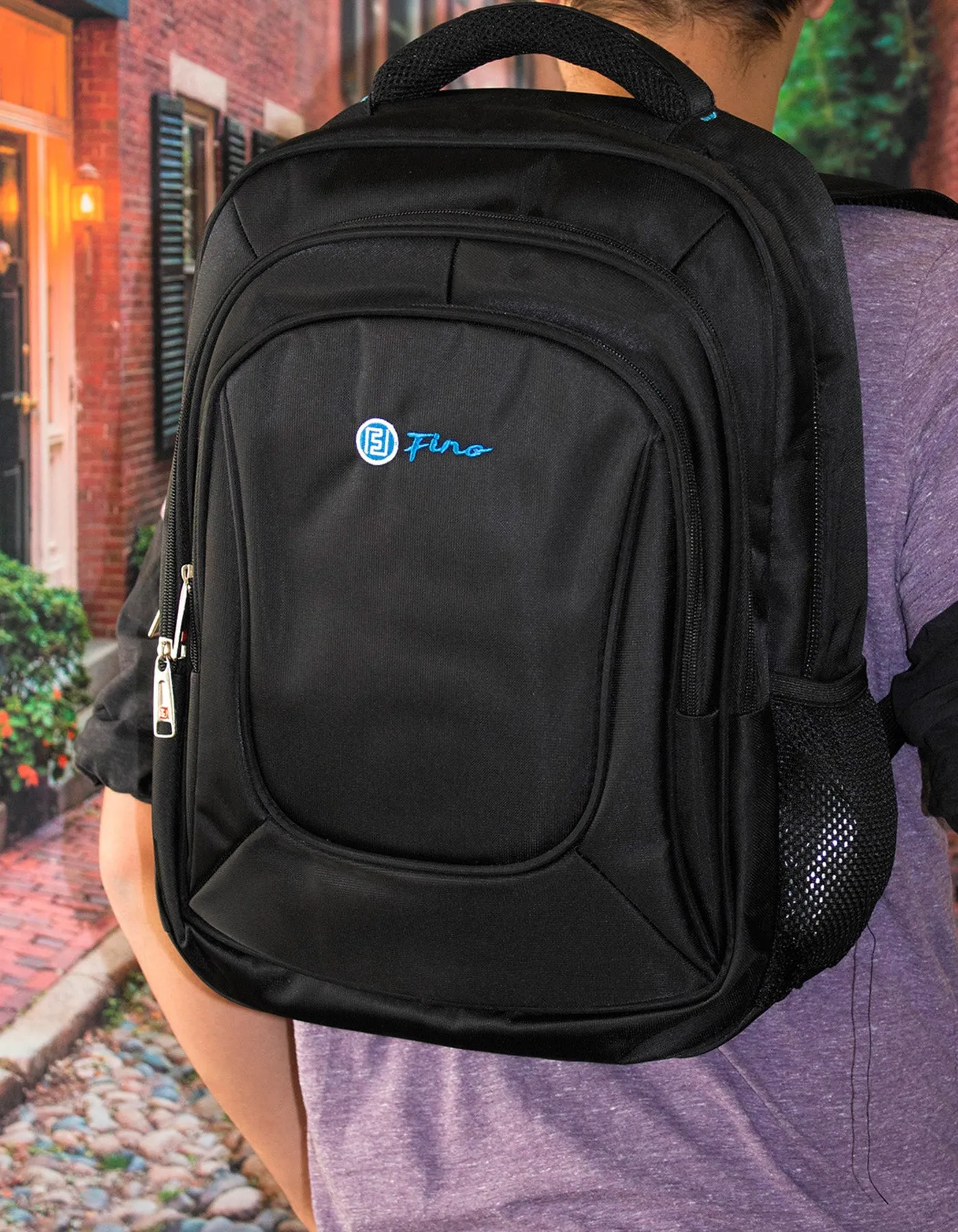 Fino 570 17" Laptop Backpack with Blue Logo- Black