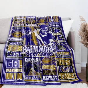 Gifts Football Blanket 60" x 50", City Sports Gifts for Team Fans, Purple Football Stuff for Sports Lovers Bedroom Decor Sofa Couch Bed