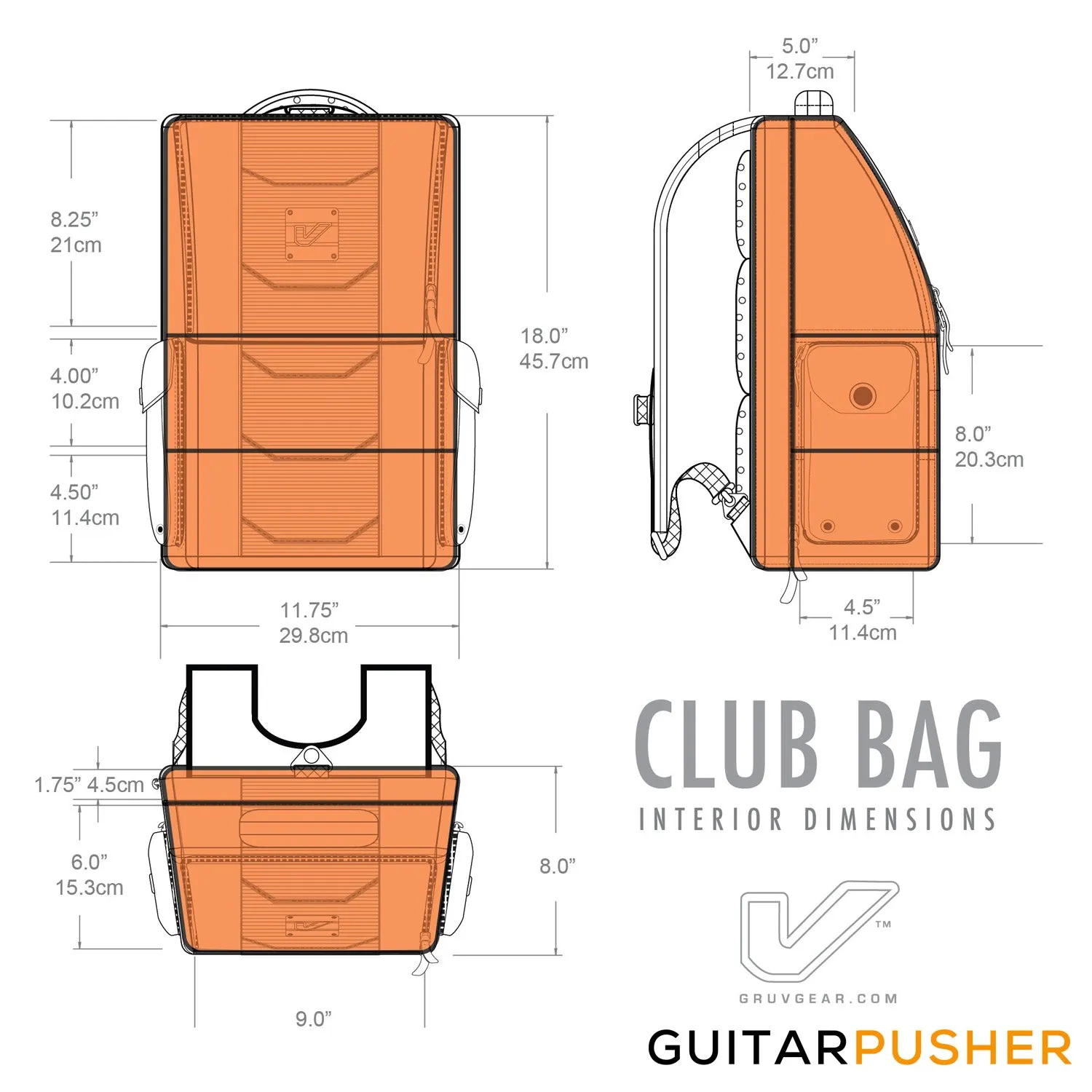 Gruv Gear Club Bag Flight-Smart Tech Backpack - Stealth Elite Triple Black
