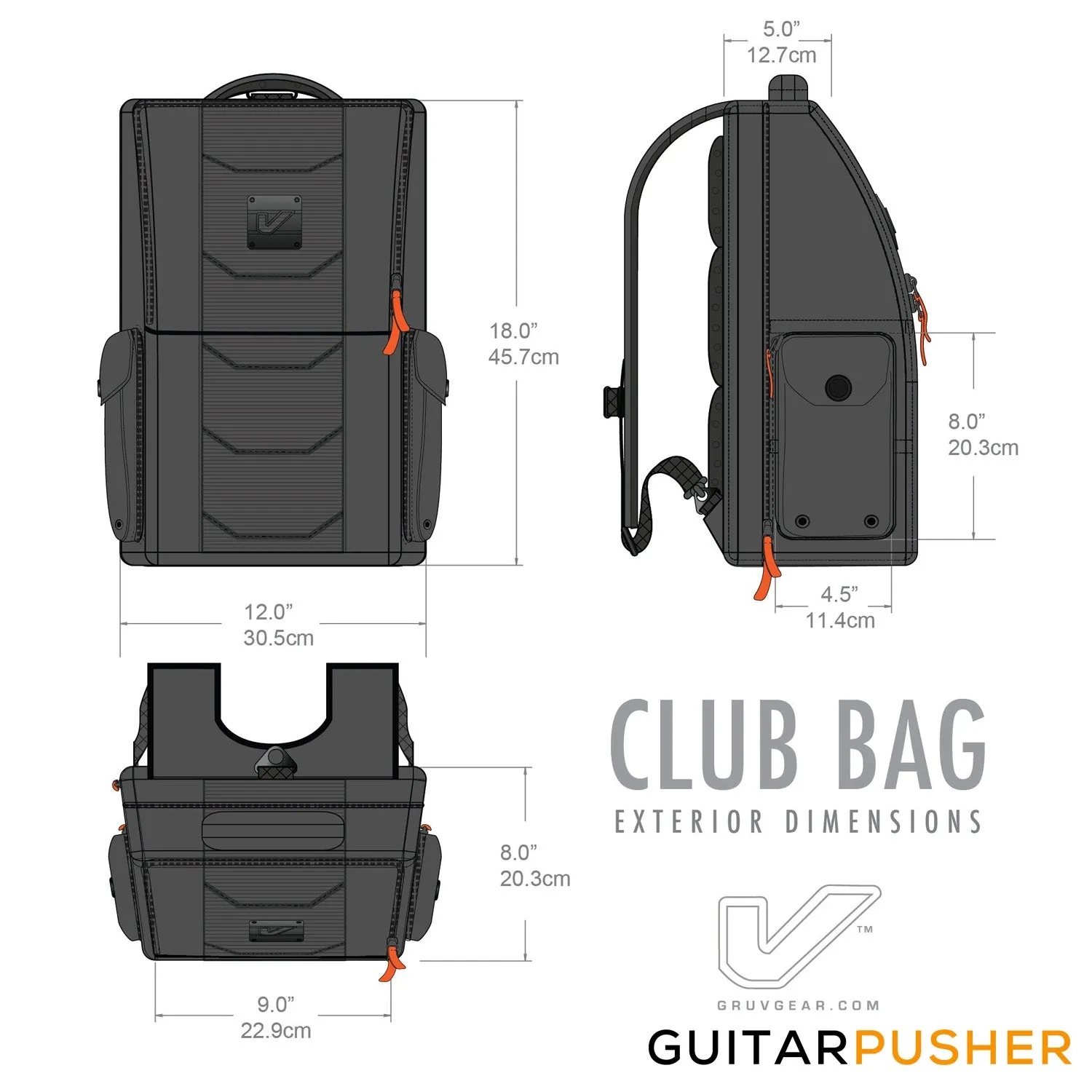 Gruv Gear Club Bag Flight-Smart Tech Backpack - Stealth Elite Triple Black
