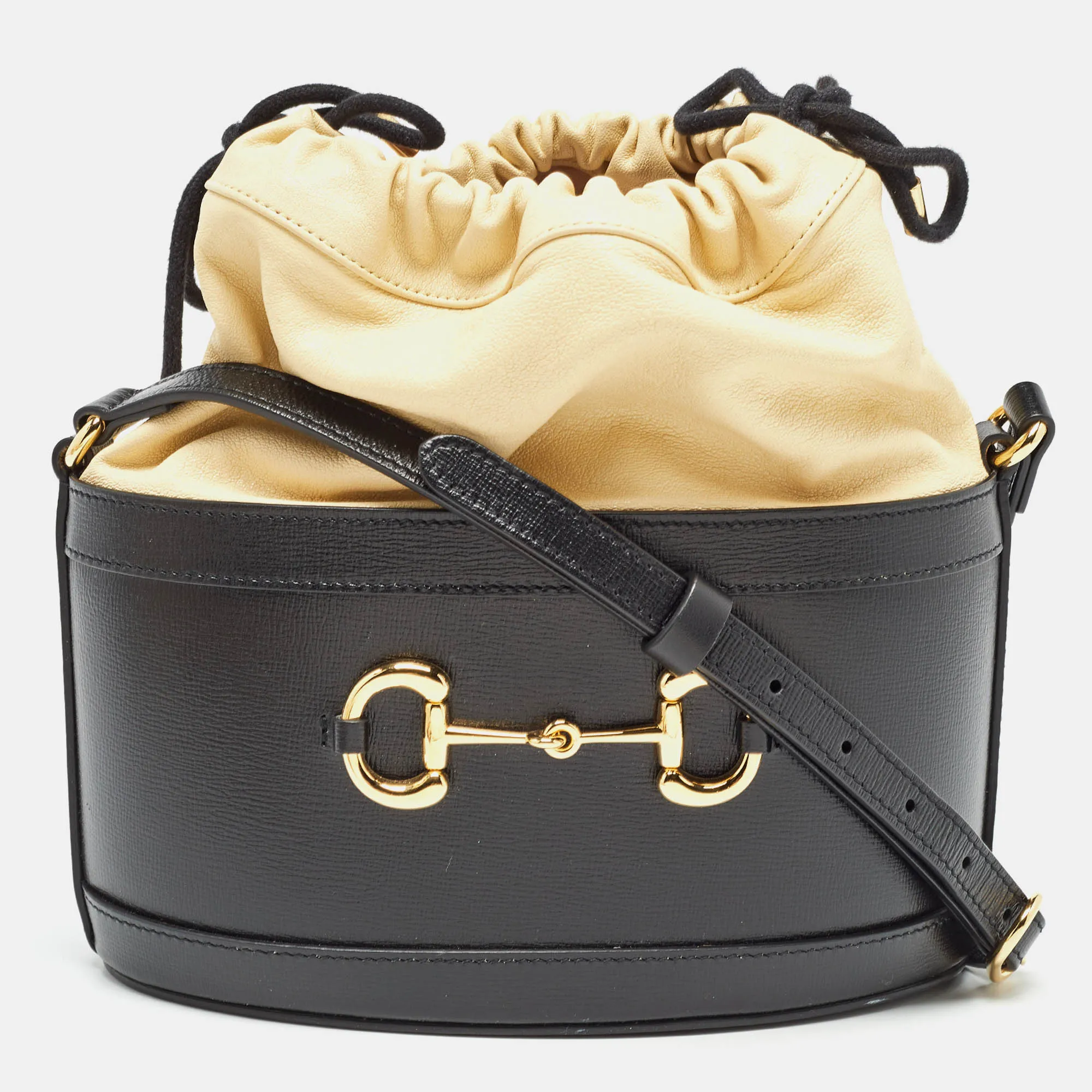 Gucci /cream Leather Horsebit 1955 Bucket Bag