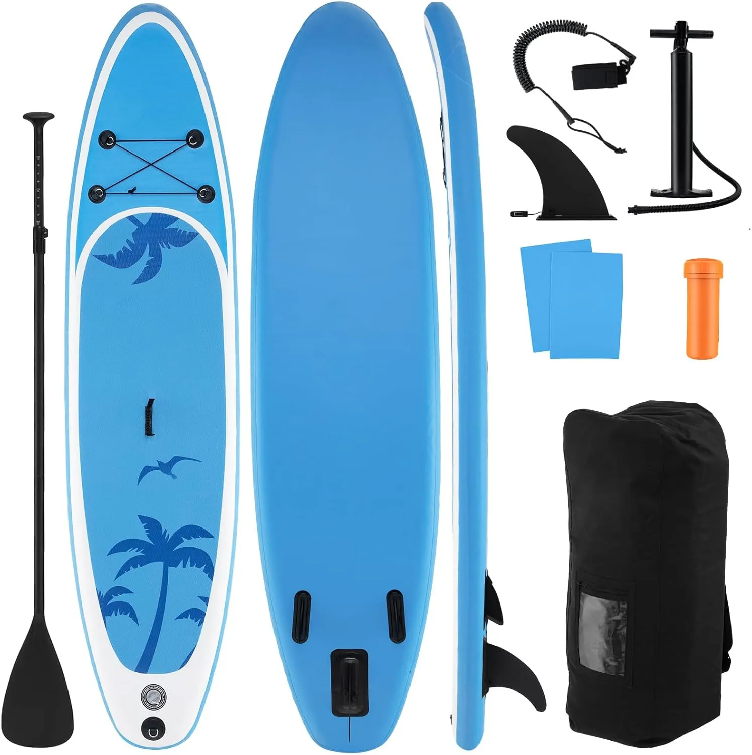GYMAX Paddle Board, 9.8'/10'/11' x 6" Inflatable Stand Up Paddle Board with SUP Accessories, Removable Fin, Paddle, Pump, Leash & Carry Bag, Blow Up Paddle Boards Standing Boat for Adults, Youth