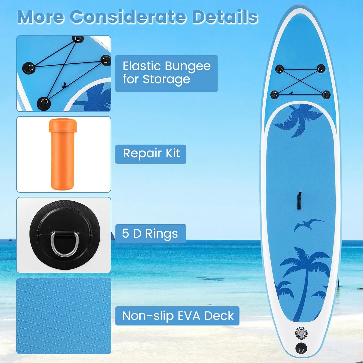 GYMAX Paddle Board, 9.8'/10'/11' x 6" Inflatable Stand Up Paddle Board with SUP Accessories, Removable Fin, Paddle, Pump, Leash & Carry Bag, Blow Up Paddle Boards Standing Boat for Adults, Youth