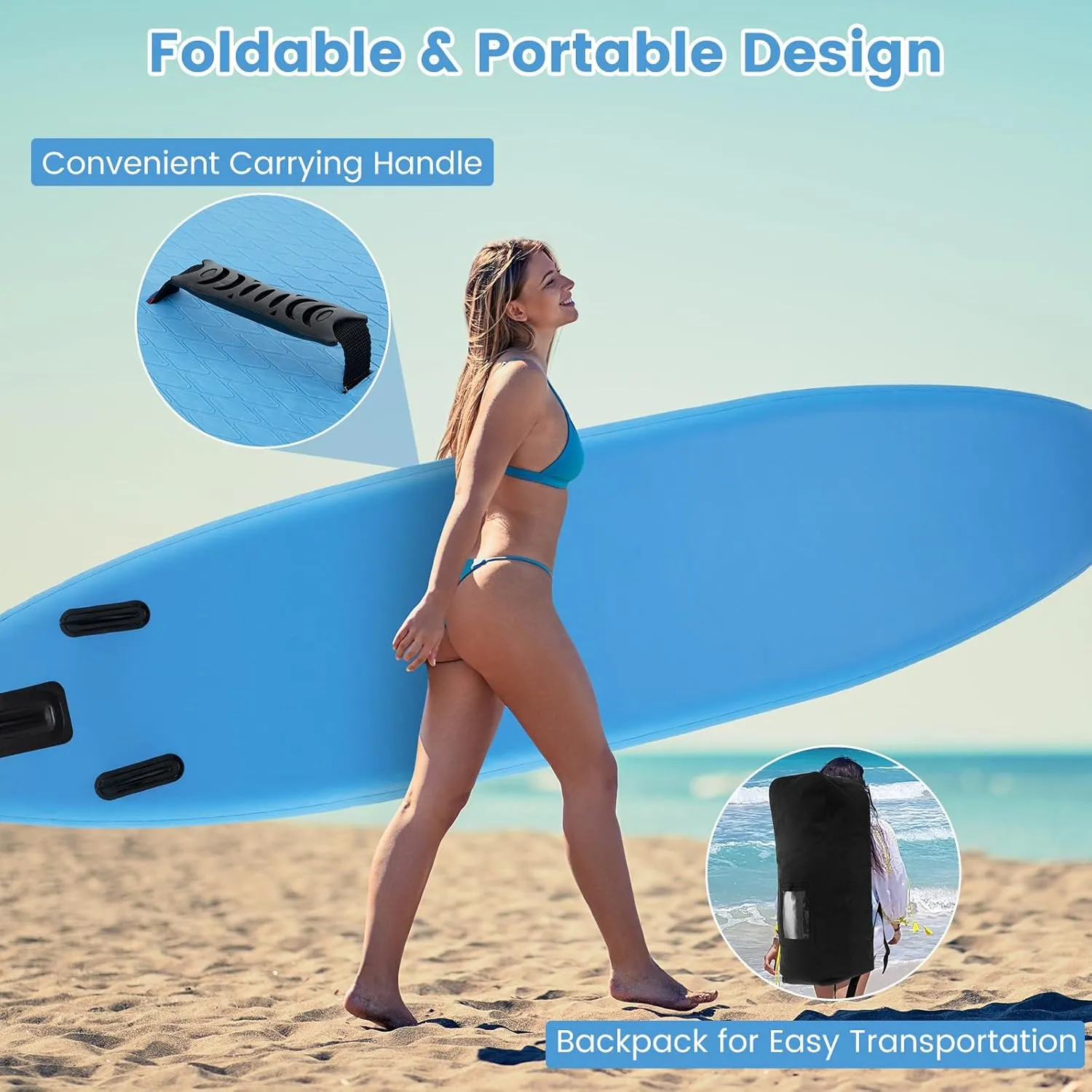 GYMAX Paddle Board, 9.8'/10'/11' x 6" Inflatable Stand Up Paddle Board with SUP Accessories, Removable Fin, Paddle, Pump, Leash & Carry Bag, Blow Up Paddle Boards Standing Boat for Adults, Youth