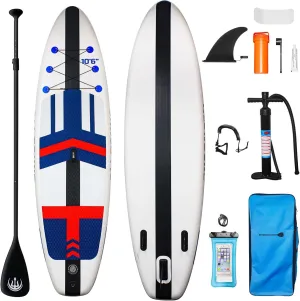 Inflatable Paddle Boards Stand Up Paddleboards with Paddle Board Accessories & Carry Bag & Pump, Wide Stable Design, Non-Slip Comfort Deck for Adults &Youth of All Skill Levels