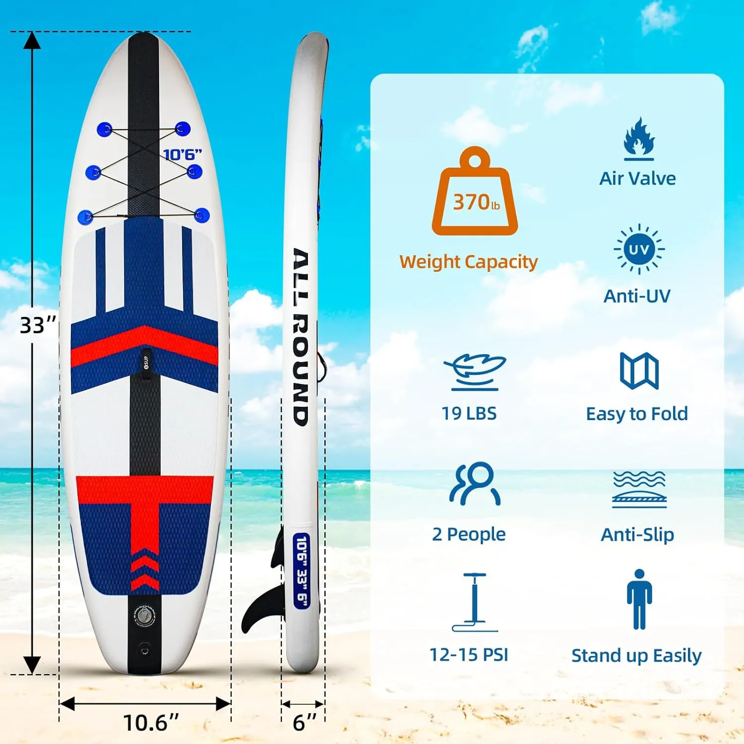 Inflatable Paddle Boards Stand Up Paddleboards with Paddle Board Accessories & Carry Bag & Pump, Wide Stable Design, Non-Slip Comfort Deck for Adults &Youth of All Skill Levels