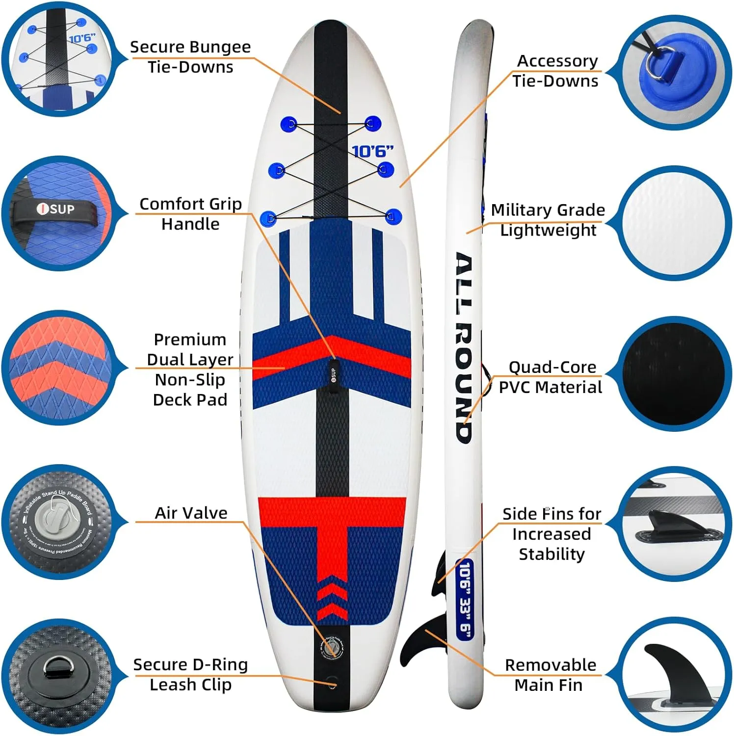 Inflatable Paddle Boards Stand Up Paddleboards with Paddle Board Accessories & Carry Bag & Pump, Wide Stable Design, Non-Slip Comfort Deck for Adults &Youth of All Skill Levels