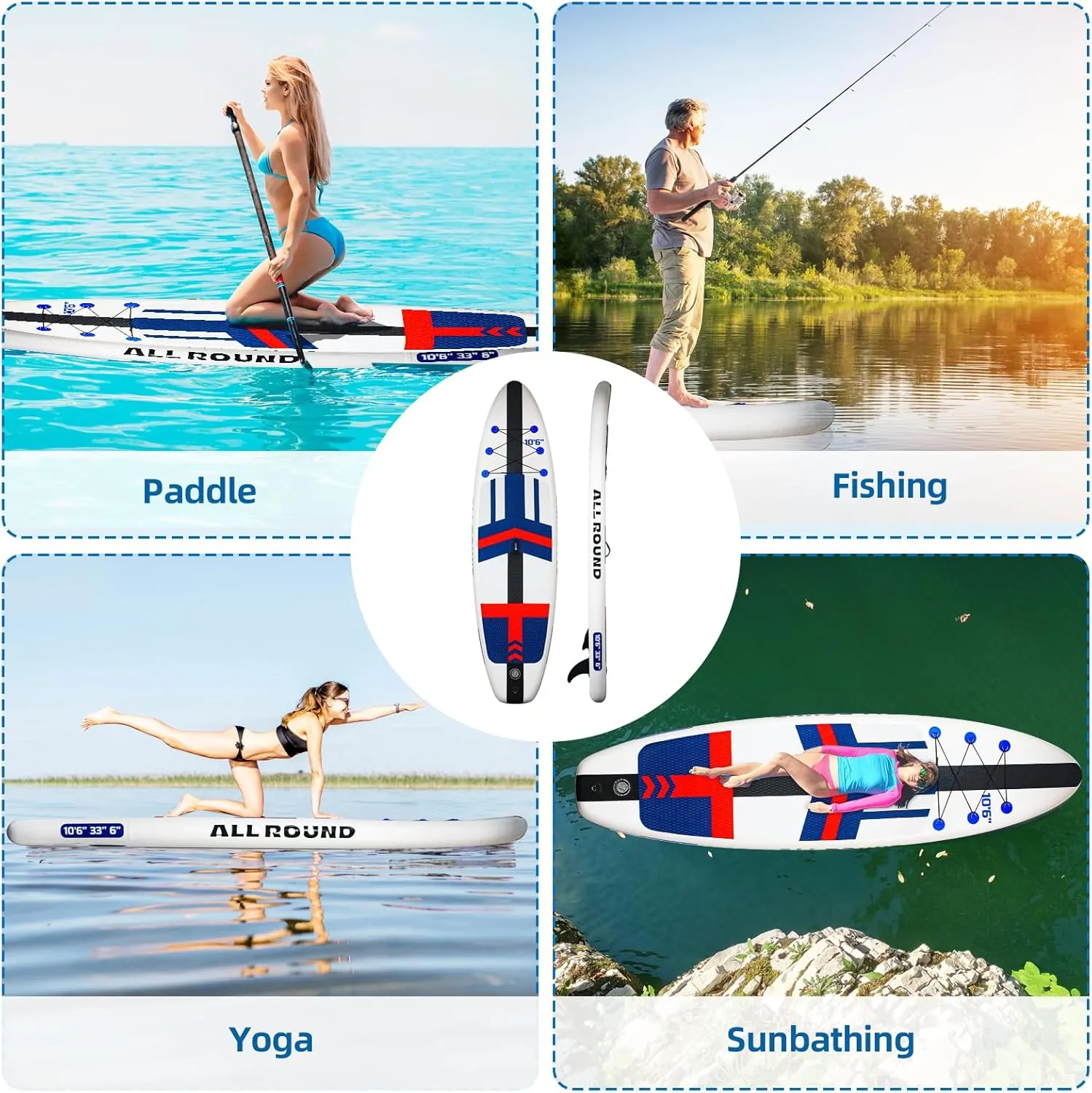 Inflatable Paddle Boards Stand Up Paddleboards with Paddle Board Accessories & Carry Bag & Pump, Wide Stable Design, Non-Slip Comfort Deck for Adults &Youth of All Skill Levels