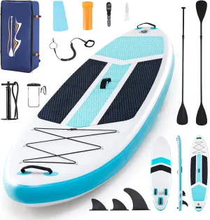 Inflatable Stand Up Paddle Board with Premium SUP Paddle Board Accessories, 2-in-1 Paddle Non-Slip Comfort Deck for Youth & Adults