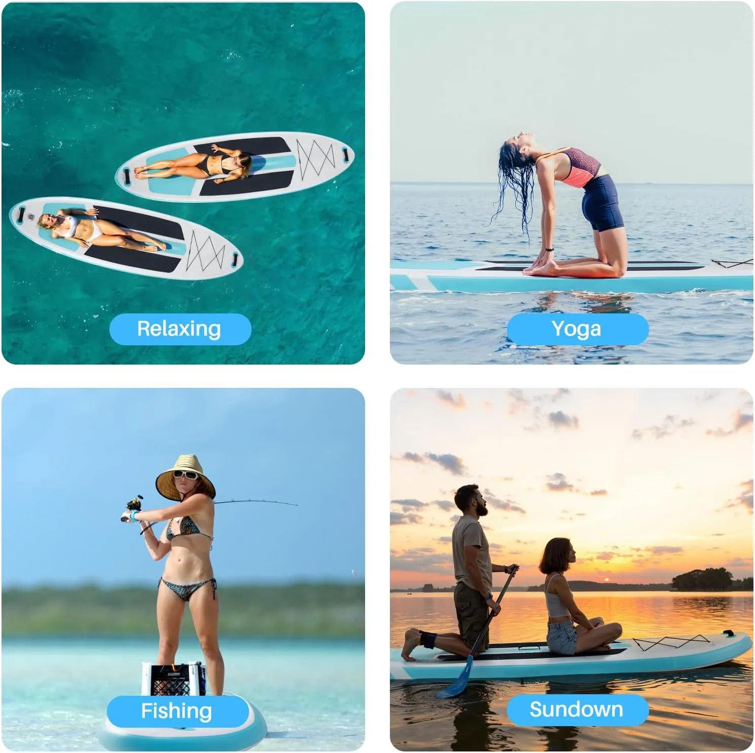 Inflatable Stand Up Paddle Board with Premium SUP Paddle Board Accessories, 2-in-1 Paddle Non-Slip Comfort Deck for Youth & Adults