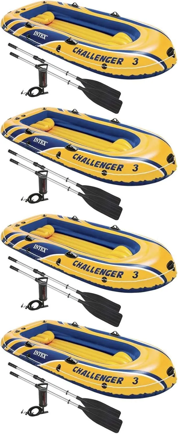 Intex Challenger 3 Inflatable Raft Boat Set with Pump and Oars 68370EP