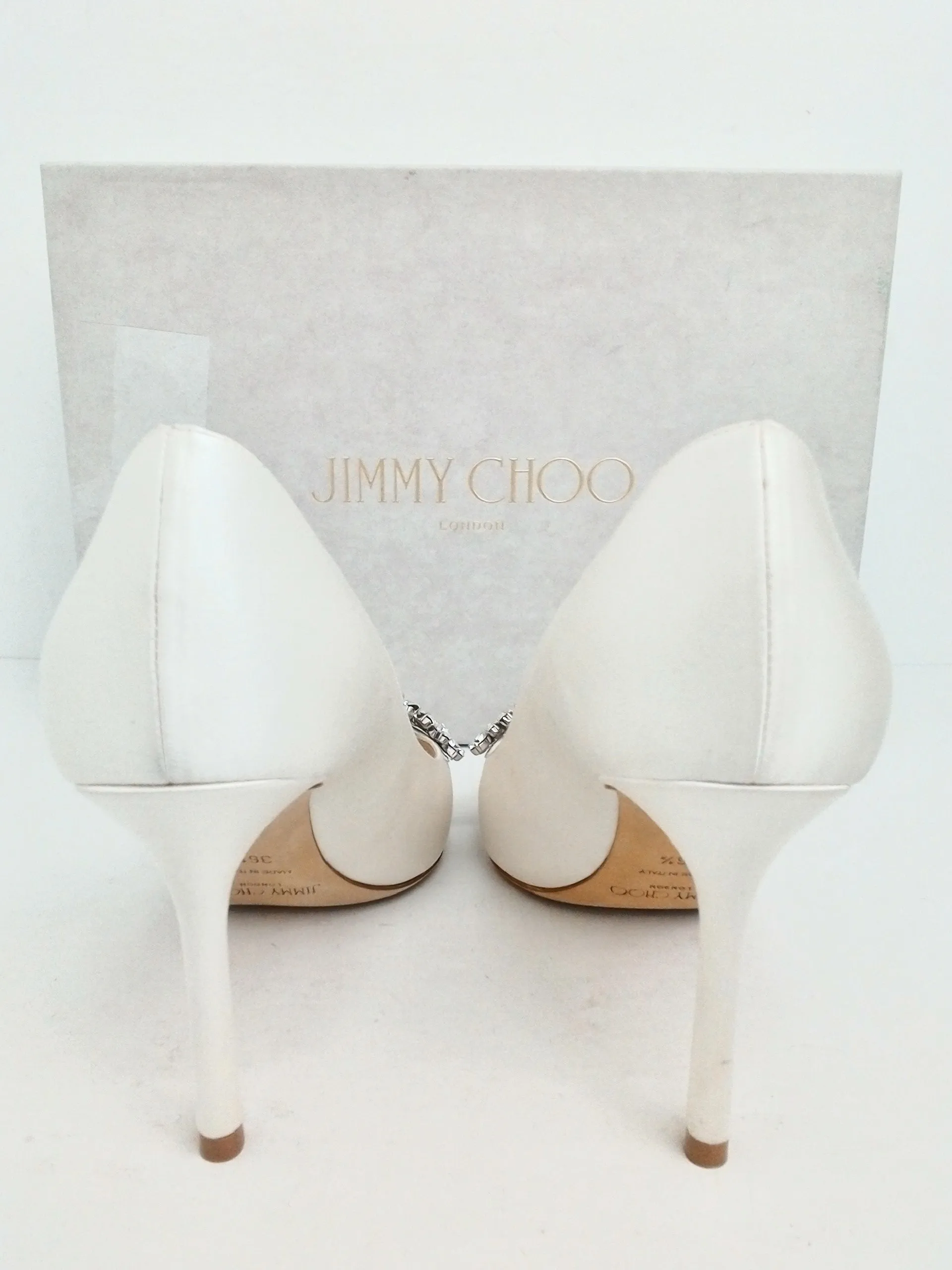 Jimmy Choo Women's Romy Ivory Crystal Heels Size 36.5