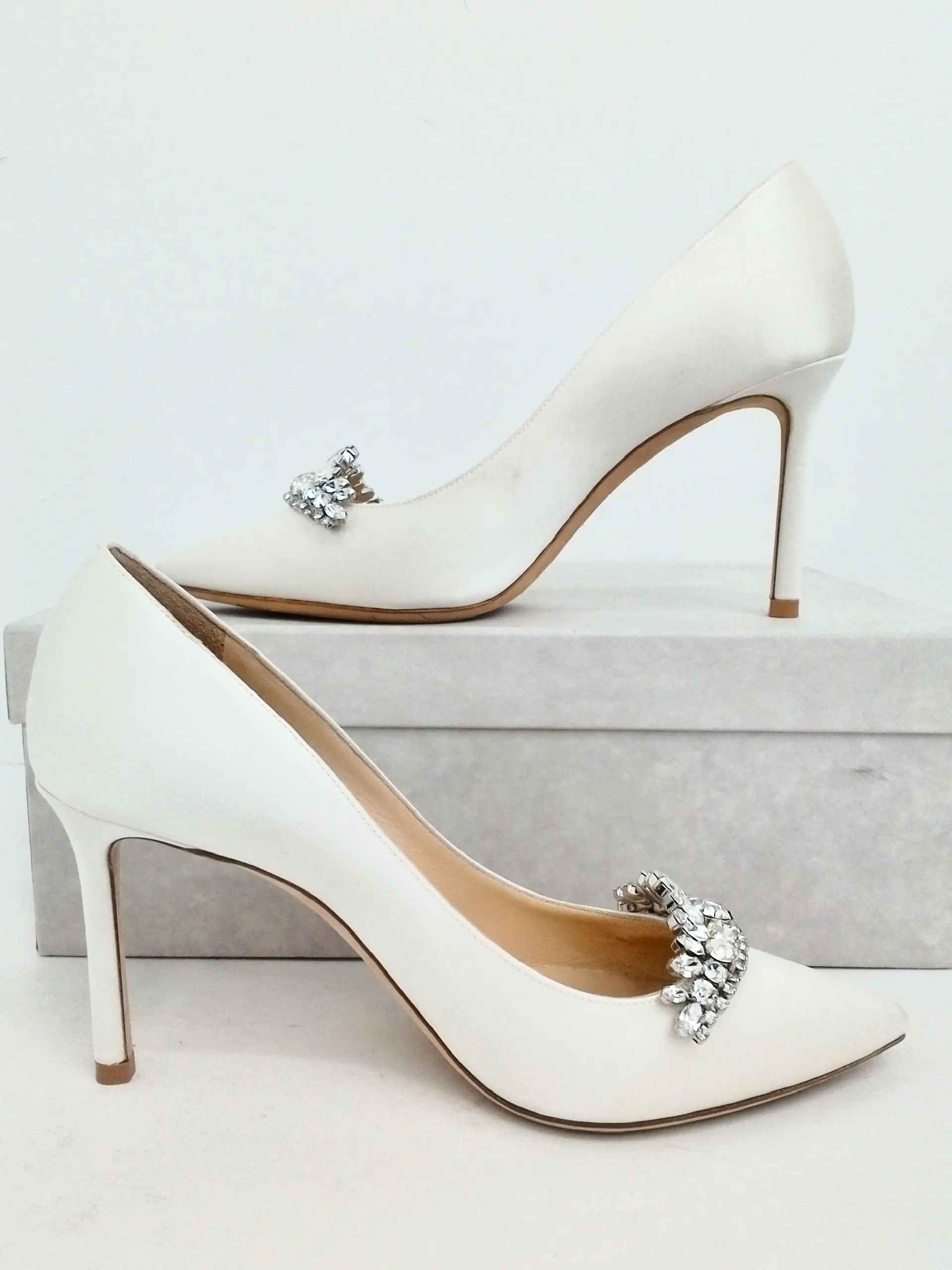 Jimmy Choo Women's Romy Ivory Crystal Heels Size 36.5
