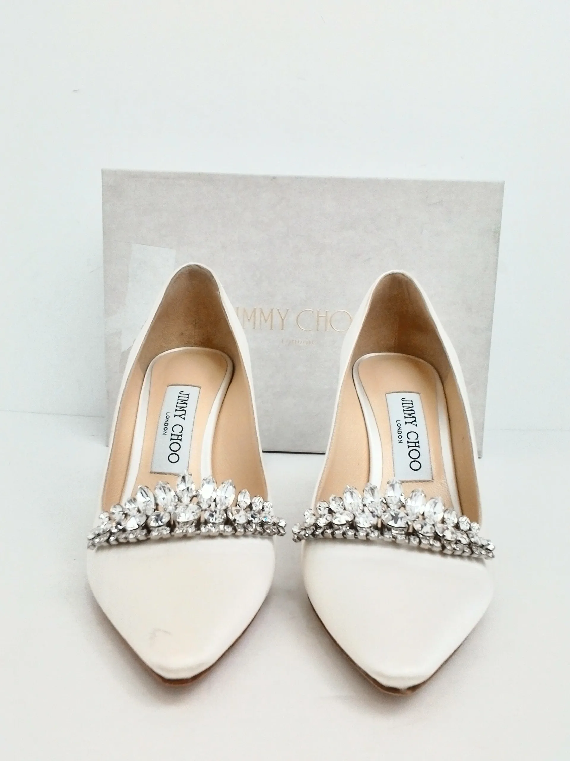 Jimmy Choo Women's Romy Ivory Crystal Heels Size 36.5
