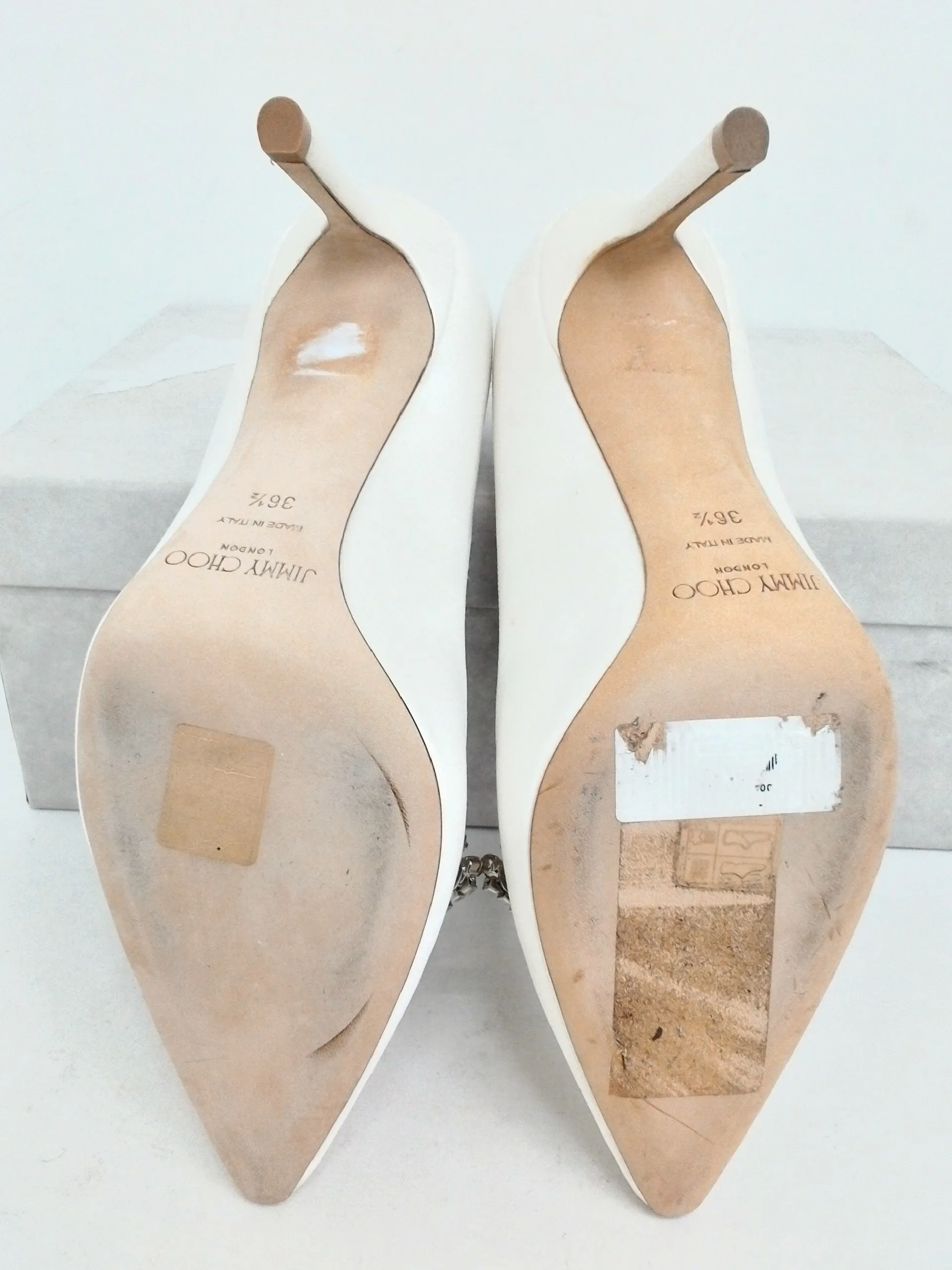 Jimmy Choo Women's Romy Ivory Crystal Heels Size 36.5