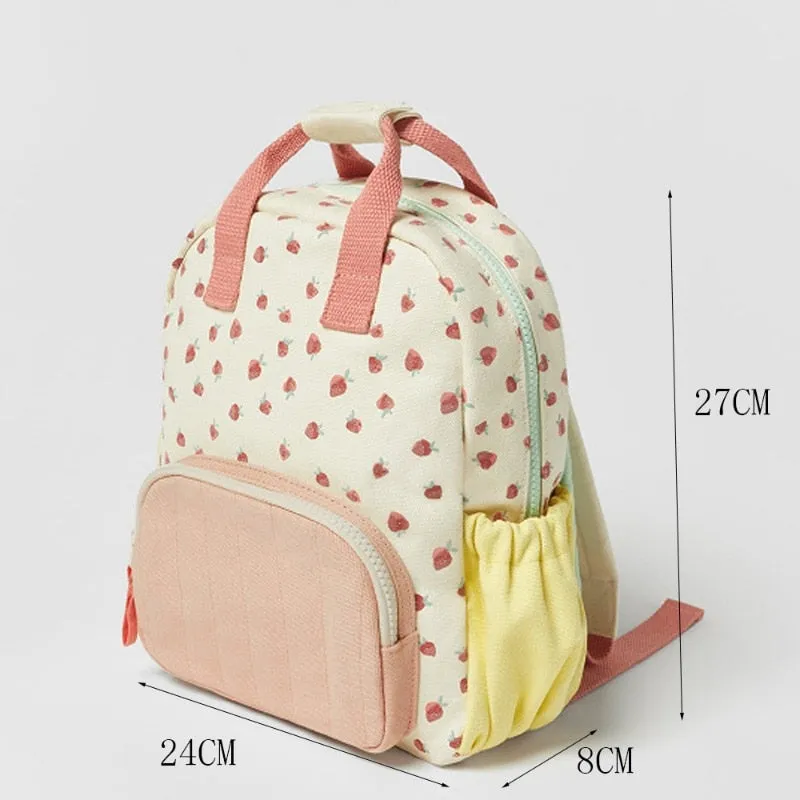 Kid Customized Name Strawberry Print Schoolbag Gift