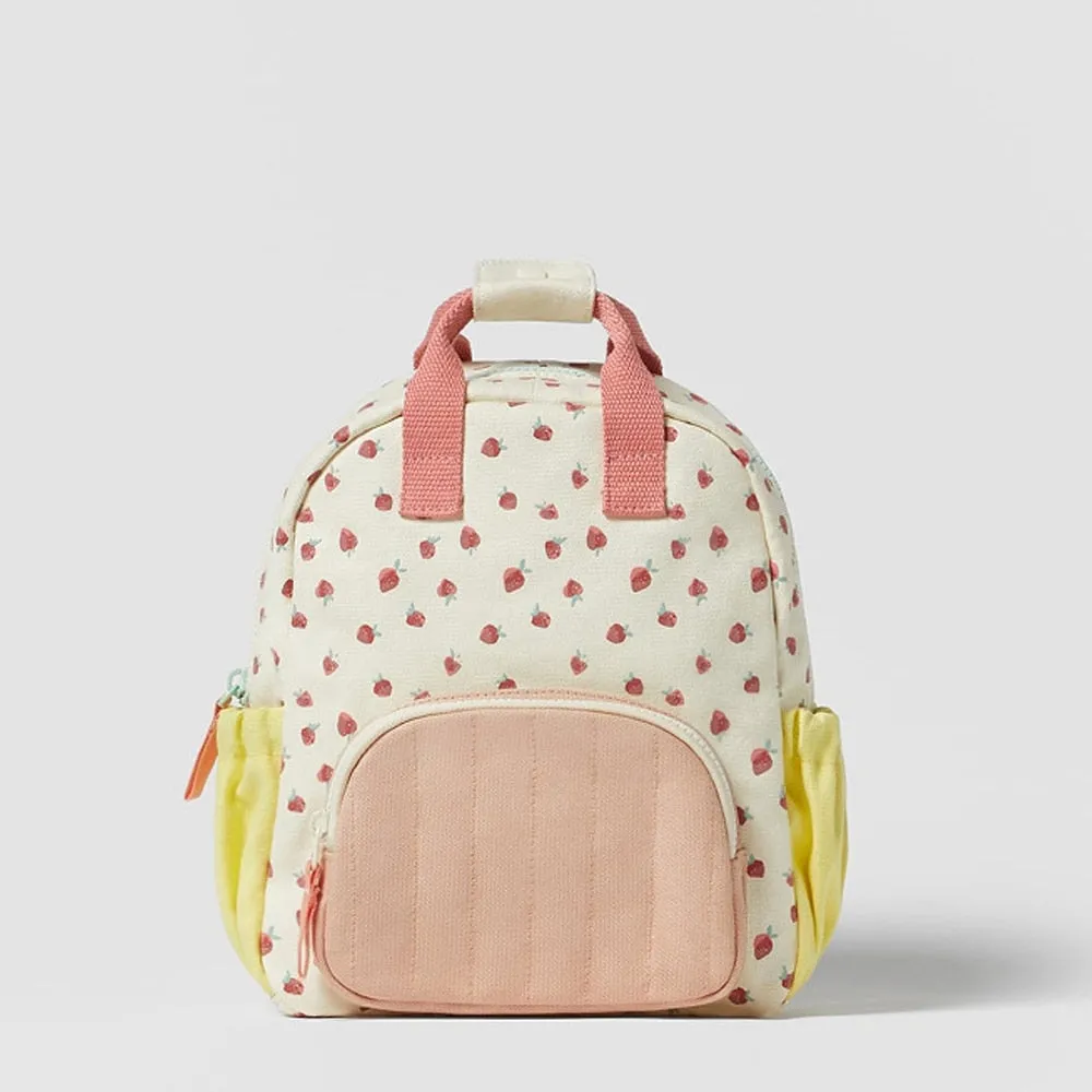 Kid Customized Name Strawberry Print Schoolbag Gift