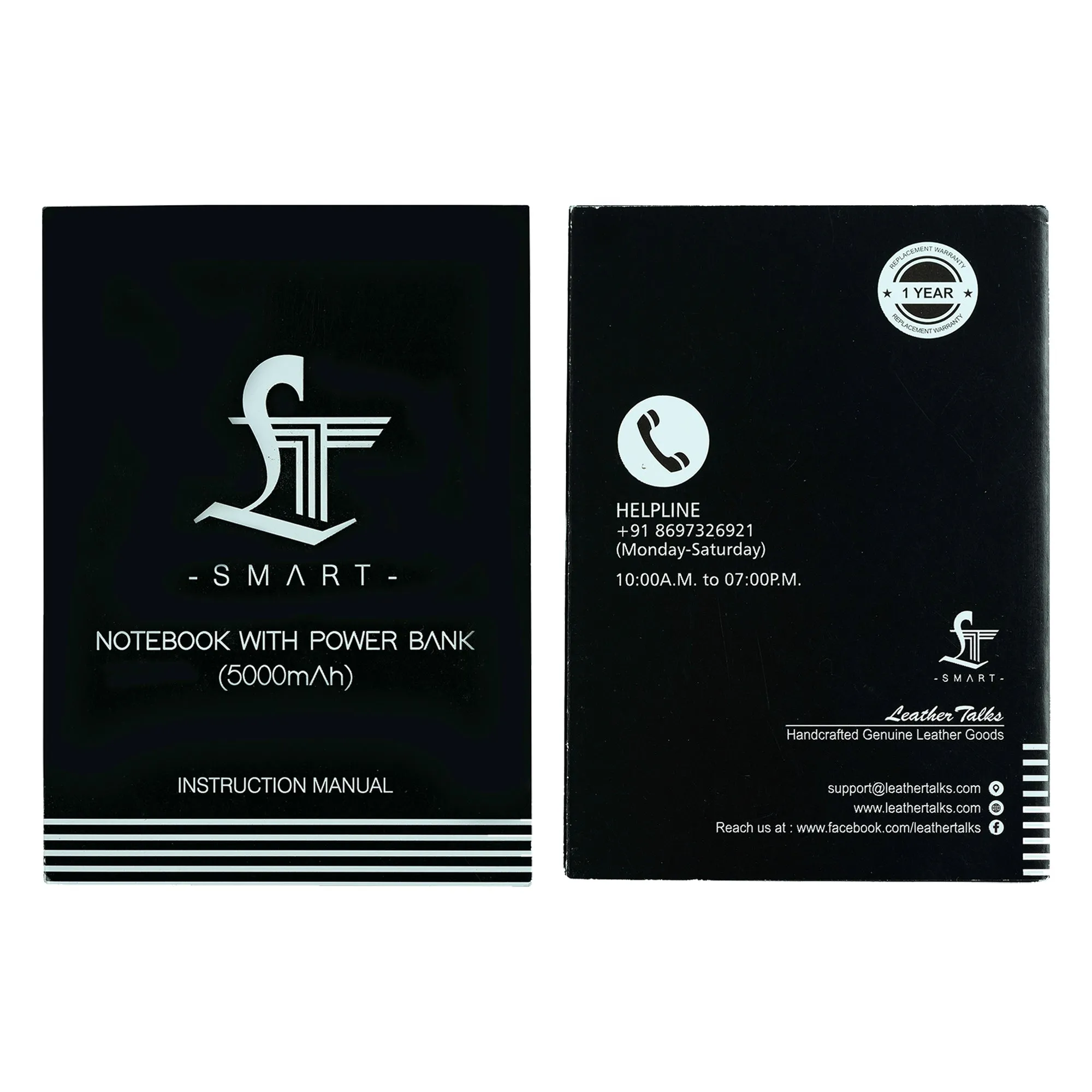 LT Smart Leather Notebook with Power Bank (5000 mAh) | Diary with Power Bank | Color: Crocotail Black
